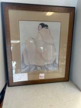 Rudolph C Gorman limited edition print 68 out of 100 lady in yellow blanket nicely framed