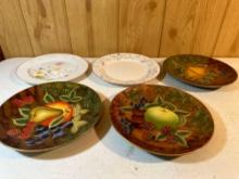 3 Decorative Fruit Plates/ 2 Dinner Plates