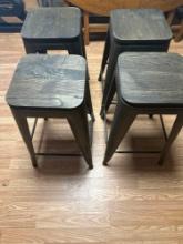 Urbanmod Metal Frame Barstool With Wooden Seat