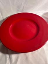 2 Pier 1 Imports Red Plates , 1 Red Salad Bowl , 1 Red Soup Bowl