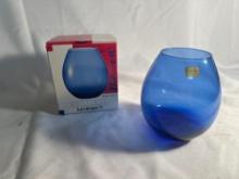 Balmoral Blue Glass Vase In Box