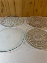 4 Glass Serving Plates