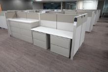 8 OFFICE CUBICLES (4) W/DESK & CABINETS X1