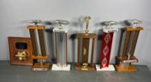 Group of Vintage Racing Trophies Plus Company Award Plaque for Liquor Distribution