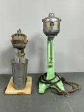 Two Vintage Soda Fountain Shake Mixers Including Green Enamel