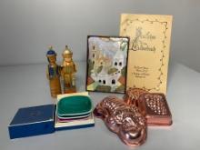 Group lot of vintage items including Boizenburg Plates, Copper Molds, Music Book and More