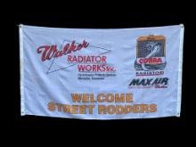 "Welcome Street Rodders" Banner Showing Sponsor's Ads For Street Rod Event