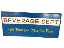 Vintage Hardboard Blatz Beverage Department Sign