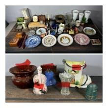 Mixed Lot of Vintage Plates, Glassware, Vases, Spittoon and More