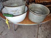 Galvanized bucket, Graniteware pan, Pan