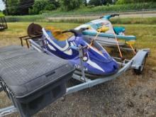 2 yamaha jet skis, trailer, rough
