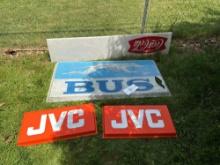 Coca Cola, JVC, Greyhound bus plastic signs