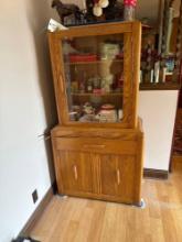 oak china cabinet. contents sold separately