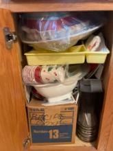 all contents of lower cabinets & drawers, and 2 baskets of contents