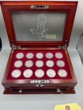 Americas Most Beautiful Silver Quarters Collection in Display Case 15 quarters total