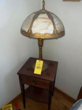 Side Stand and Slag Glass Lamp