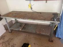7 Ft Long Metal Workbench with Vise