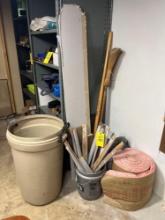 Trashcan, Insulation, Broom, Wood, Contents