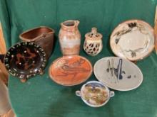 Stoneware plates , bowl and jar