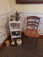 Rattan Cushion Chair, Stand, & Decorative Items