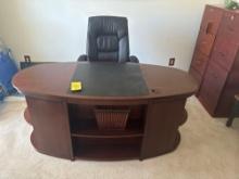 Wooden Office Desk and Leather Chair