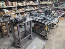 6'7" x 4'1" Rolling Steel Table w/ 25" x 18" Extension inc. Arthur O'Leary Vice & Contents