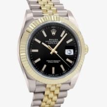 Mens 18K Two Tone Yellow Gold And Stainless Steel Black Index 41MM Datejust With