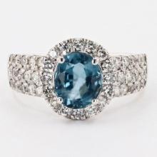 1.80 ctw UNHEATED Blue Spinel and 0.81 ctw Diamond Platinum Ring (GIA CERTIFIED)