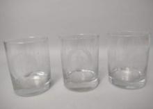 3 "R" Monogram Whiskey Glasses