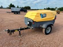 2017 Atlas Copco XAS185 portable air compressor, Kubota diesel engine, 185 CFM, pintle hitch, runs &