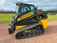 2023 New Holland C337 track skid steer, cab w/AC, 17" tracks, 2-spd, hi flow aux hyds, quick