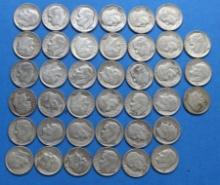 Lot of 39 90% Silver Mercury Dimes $3.90 Face Value