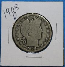 1908-D Barber Silver Half Dollar Coin