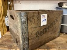 Renkens antique wood milk crate