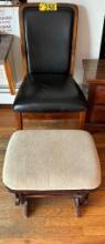 LOT: UPHOLSTERED SIDE CHAIR & GLIDER OTTOMAN