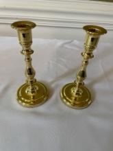Pair of Vintage Brass Baldwin Candlestick Holders