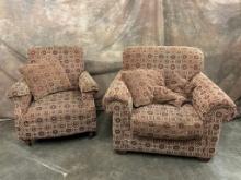 Pair Of His & Her Rowe Furniture Upholstered Armchairs