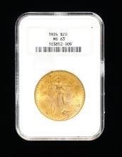 1924 ST. GAUDENS $20 DOUBLE EAGLE PCGS MS 63