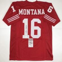 Autographed/Signed Joe Montana San Francisco Red Football Jersey JSA COA