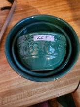 Set of 3 Green Stoneware Bowls
