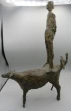 Peter Woytuk Bronze "Man on Cow", 5/8