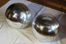 (2) Tom Dixon Mirror Ball Pendent Light Fixtures