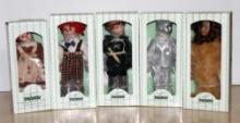 Five Seymour Mann Storybook Tots and American Sweetheart Dolls in Boxes