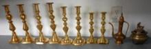 Four Pair of Brass Candlesticks & More