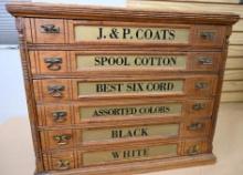 J & P Coats Six Drawer Spool Cabinet