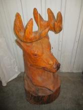 Wood Carved Stag Statue